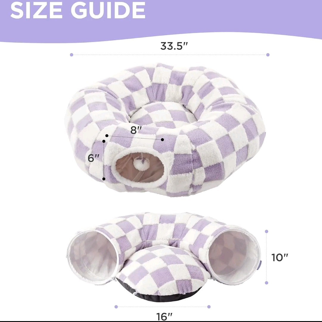 Lesure Donut Cat Tunnel Bed – Cozy Play Tunnel with Washable Cushion for Cats, Kittens & Small Pets