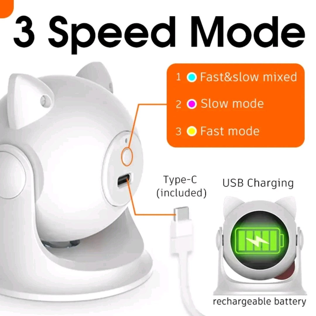 Automatic Laser Cat Toy – USB Rechargeable Pet Laser for Indoor Cats & Dogs, Manual M-Button, 3 Speed Modes, Compact Size