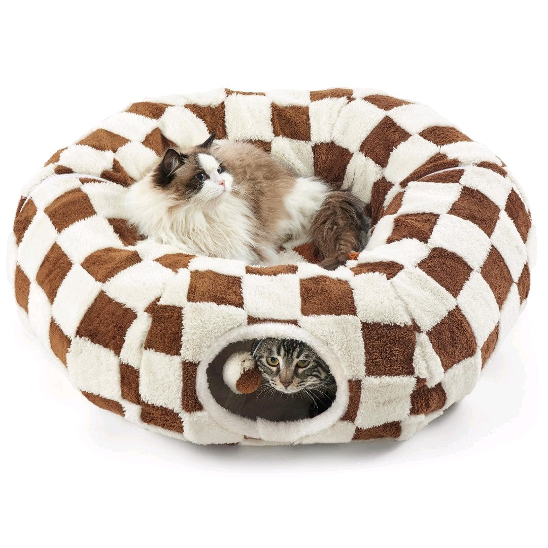 Lesure Donut Cat Tunnel Bed – Cozy Play Tunnel with Washable Cushion for Cats, Kittens & Small Pets