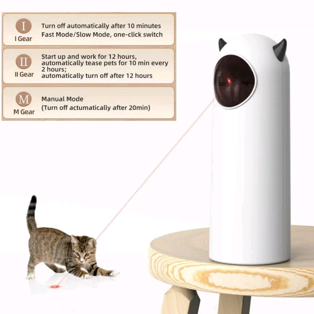 Automatic Laser Cat Toy – USB Rechargeable Pet Laser for Indoor Cats & Dogs, Manual M-Button, 3 Speed Modes, Compact Size