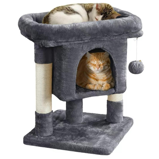 Yaheetech 23.5" 2-Level Cat Tree Tower with Wide Perch & Scratching Posts – Cozy Condo for Cats