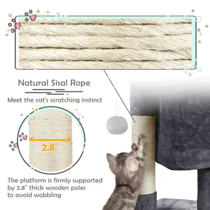 Yaheetech 23.5" 2-Level Cat Tree Tower with Wide Perch & Scratching Posts – Cozy Condo for Cats
