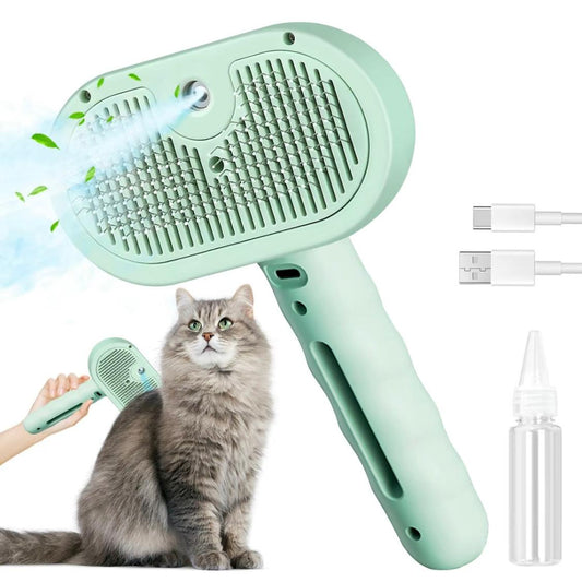 Springtok Pet Hair Removal Comb – 2-in-1 Spray & Shedding Brush for Dogs & Cats | Self-Cleaning Grooming & Massage Tool