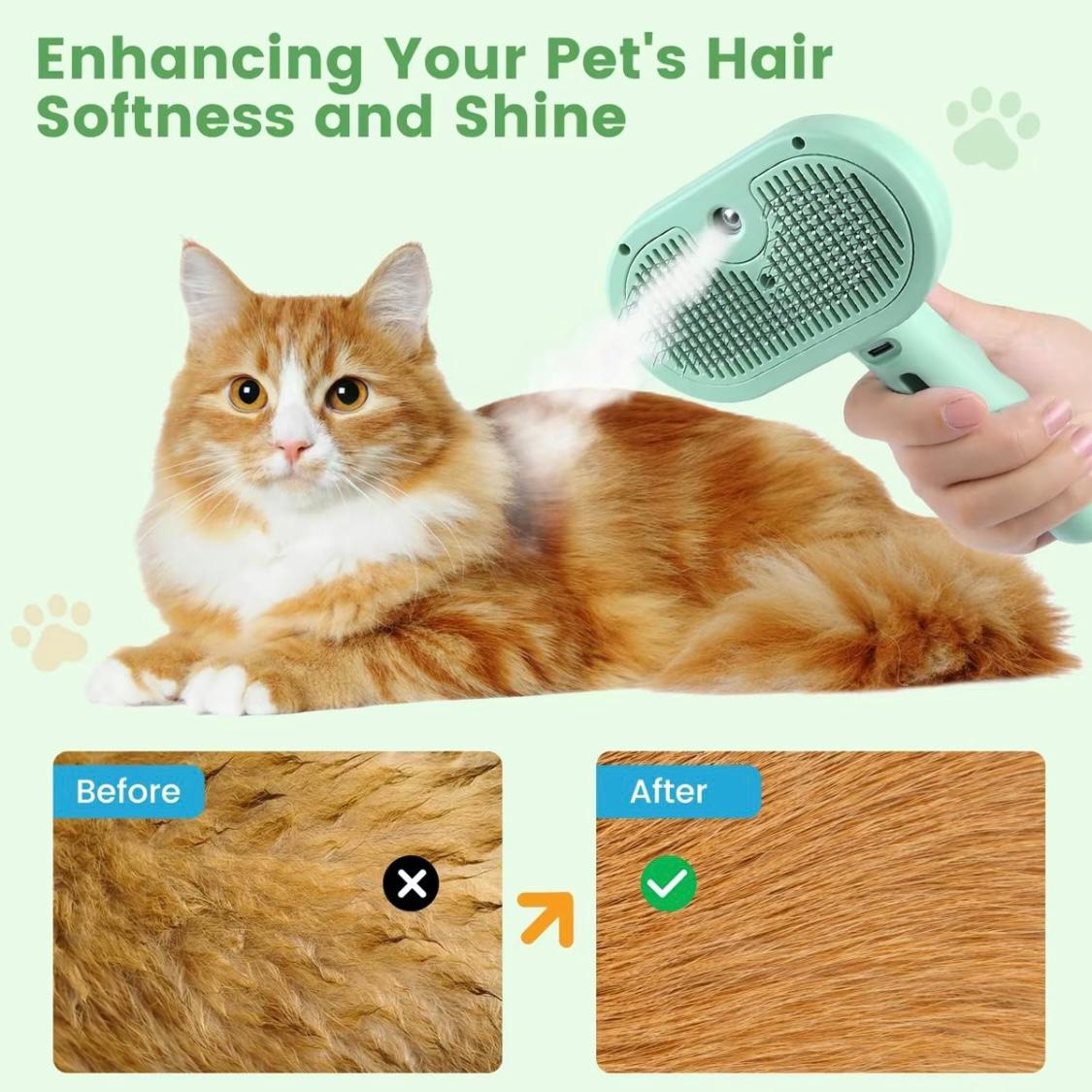 Springtok Pet Hair Removal Comb – 2-in-1 Spray & Shedding Brush for Dogs & Cats | Self-Cleaning Grooming & Massage Tool