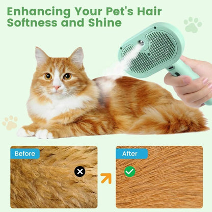 Springtok Pet Hair Removal Comb – 2-in-1 Spray & Shedding Brush for Dogs & Cats | Self-Cleaning Grooming & Massage Tool