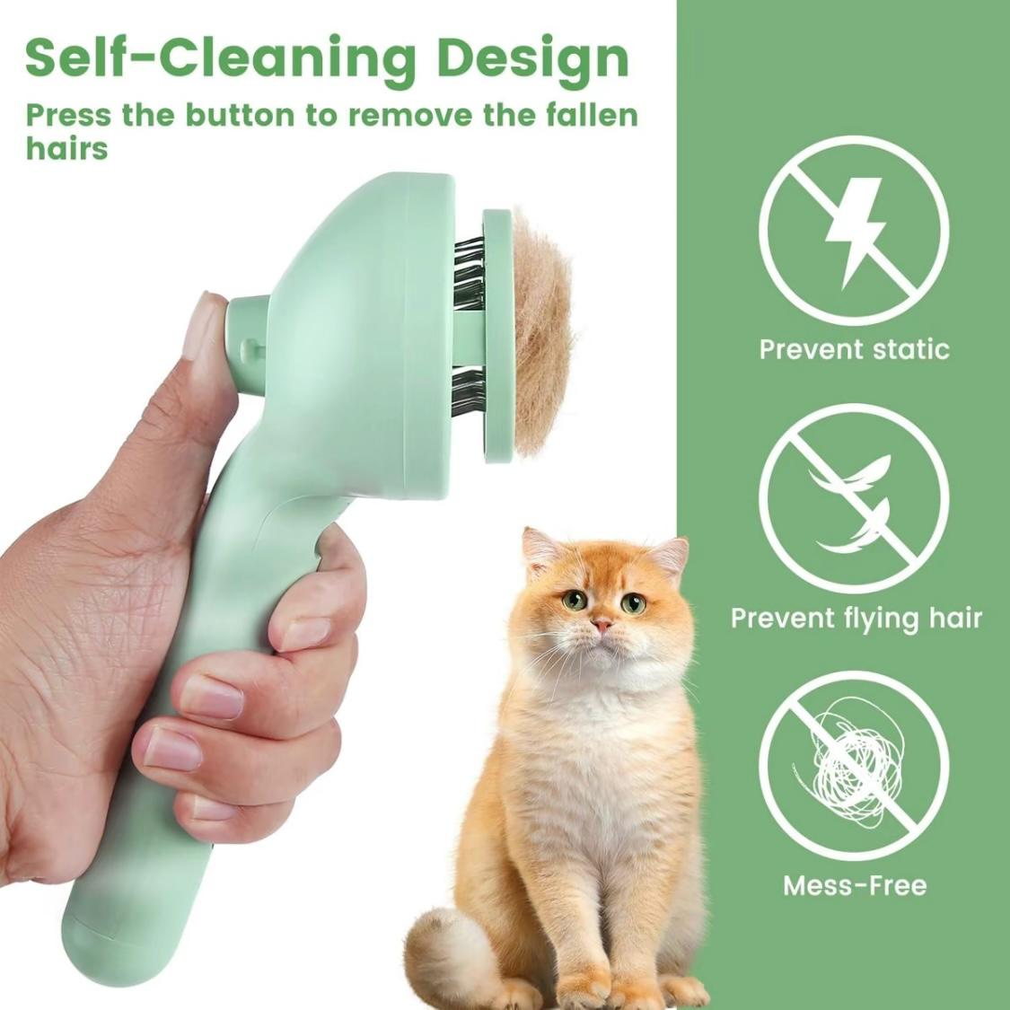 Springtok Pet Hair Removal Comb – 2-in-1 Spray & Shedding Brush for Dogs & Cats | Self-Cleaning Grooming & Massage Tool
