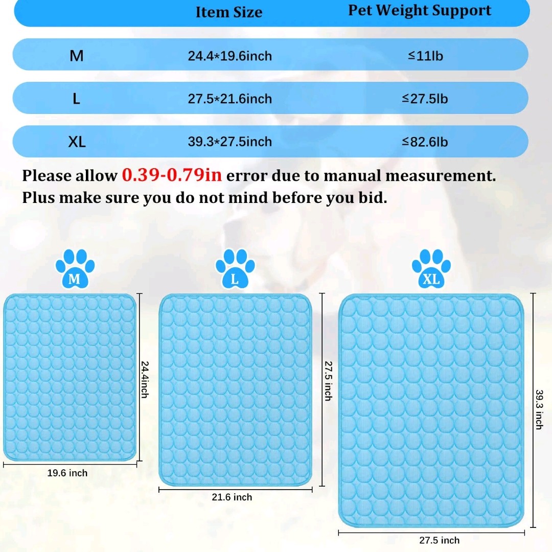 Pet Cooling Mat – Summer Cool Pad Blanket for Dogs & Cats, Breathable & Soft Pet Bed
