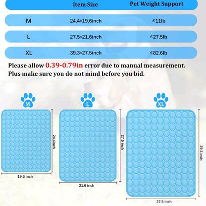 Pet Cooling Mat – Summer Cool Pad Blanket for Dogs & Cats, Breathable & Soft Pet Bed