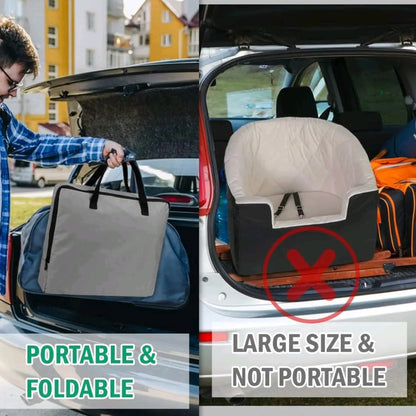 Dog Car Seat for Small Dogs – Portable Booster with Storage Pockets & Safety Belt, Comfortable Travel Bed for Pets up to 25 lbs (Gray)