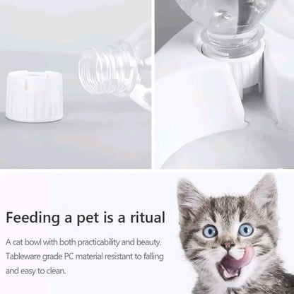 2-in-1 Double Dog & Cat Bowls – 15° Tilted Food & Water Bowl Set with Automatic Water Dispenser for Small & Medium Pets