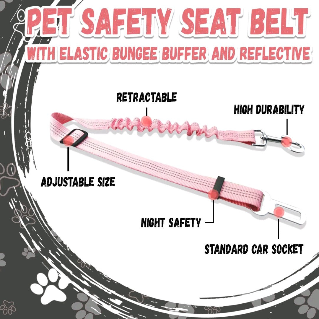 Adjustable Pet Car Seat Belt – Reflective Dog & Cat Leash with Elastic Bungee Buffer for Safe Travel