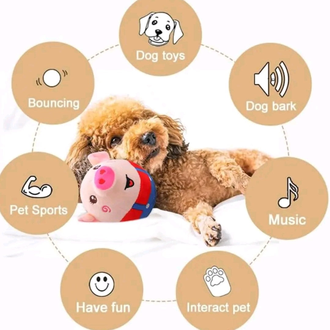 EVERBETTERUS Smart Moving Plush Toy – USB Rechargeable Interactive Cartoon Pig with 120 Sounds, Washable Electronic Squeaky Toy for Dogs & Kids