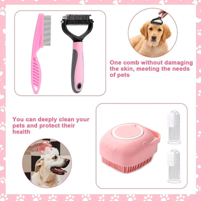 8-Piece pet Grooming Kit – Self-Cleaning Brushes, Nail Clippers, Flea Comb & More