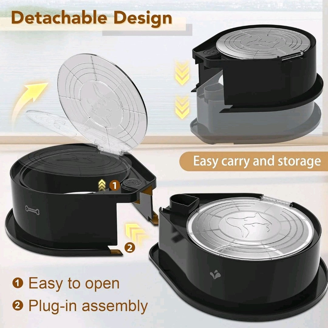 【outdoorfun】Stainless Steel Dog Bowl Set with Lids – 304 Metal Dual Food & Water Bowls, Foldable Feeder with Covers, Anti-Skid Design for All Pet Sizes