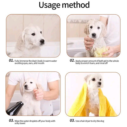 【Buy 2, Get a Premium Brush Comb Free】ROZINO 3-in-1 Tea Plant Pet Shampoo, Conditioner & Body Wash – Gentle Deodorizing Formula for Dogs, Cats & Horses (200g)