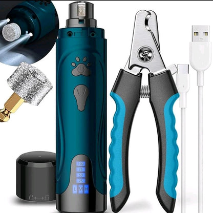 Dog Nail Trimmers & Clippers Kit – Whisper-Quiet Electric Grinder with LED Light, Rechargeable, 3-Speed Pet Nail File for Small, Medium & Large Dogs and Cats
