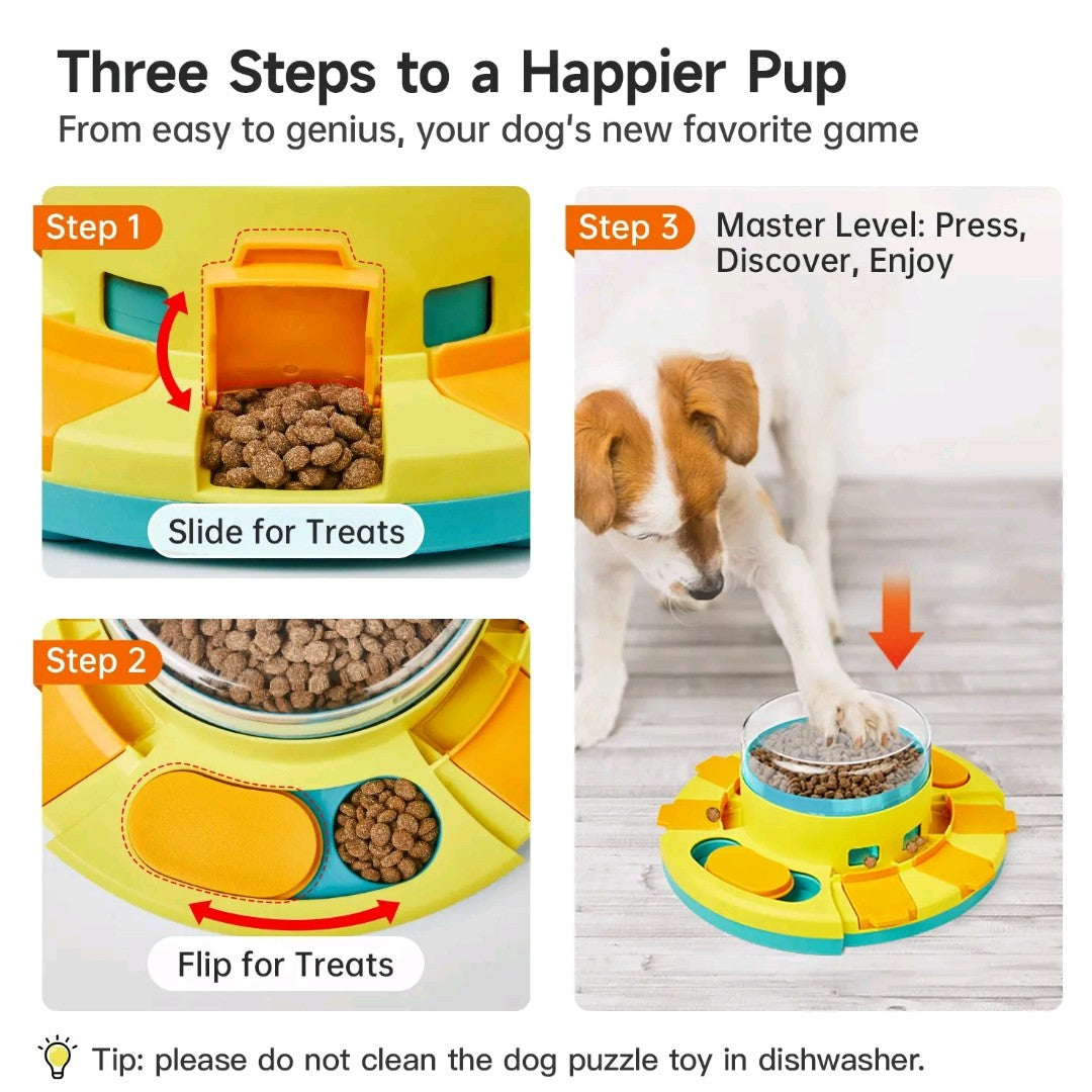 Potaroma 2-Level Dog Puzzle Toy – Slow Feeder & Treat Dispenser for IQ Training, Interactive Dog Toy for All Breeds, 4.2" Height