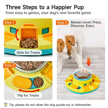 Potaroma 2-Level Dog Puzzle Toy – Slow Feeder & Treat Dispenser for IQ Training, Interactive Dog Toy for All Breeds, 4.2" Height