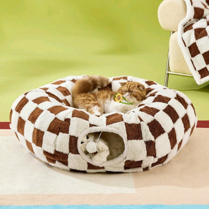 Lesure Donut Cat Tunnel Bed – Cozy Play Tunnel with Washable Cushion for Cats, Kittens & Small Pets