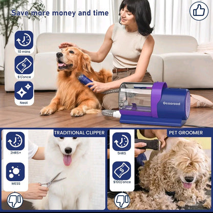All-in-One Dog Grooming Vacuum Kit – Shedding, Trimming & Nail Care with 2.5L Dust Cup