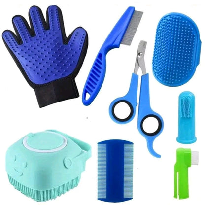 8-in-1 Dog Grooming Kit – Clippers, Brushes, Nail Trimmer & Deshedding Tools for Pets