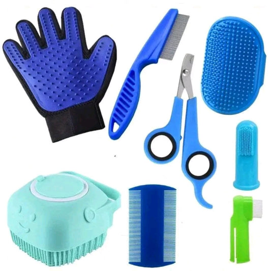 8-in-1 Dog Grooming Kit – Clippers, Brushes, Nail Trimmer & Deshedding Tools for Pets