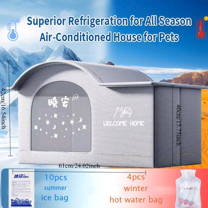 All-Season Small Pet House – Cooling & Warming Bed for Cats and Small Dogs, Cozy Air-Conditioned Nest for Summer & Winter