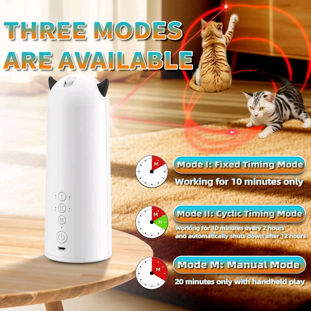 Automatic Laser Cat Toy – USB Rechargeable Pet Laser for Indoor Cats & Dogs, Manual M-Button, 3 Speed Modes, Compact Size