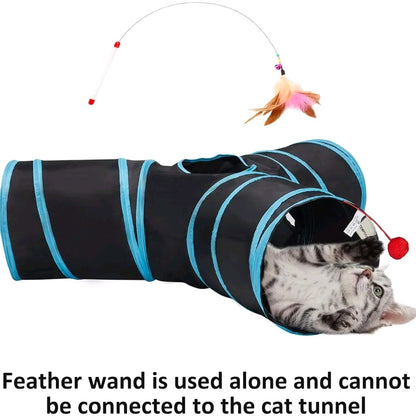 Tempcore 3-Way Collapsible Cat Tunnel – Interactive Peek Hole & Toy Ball for Indoor Cats, Kittens, Puppies & Rabbits