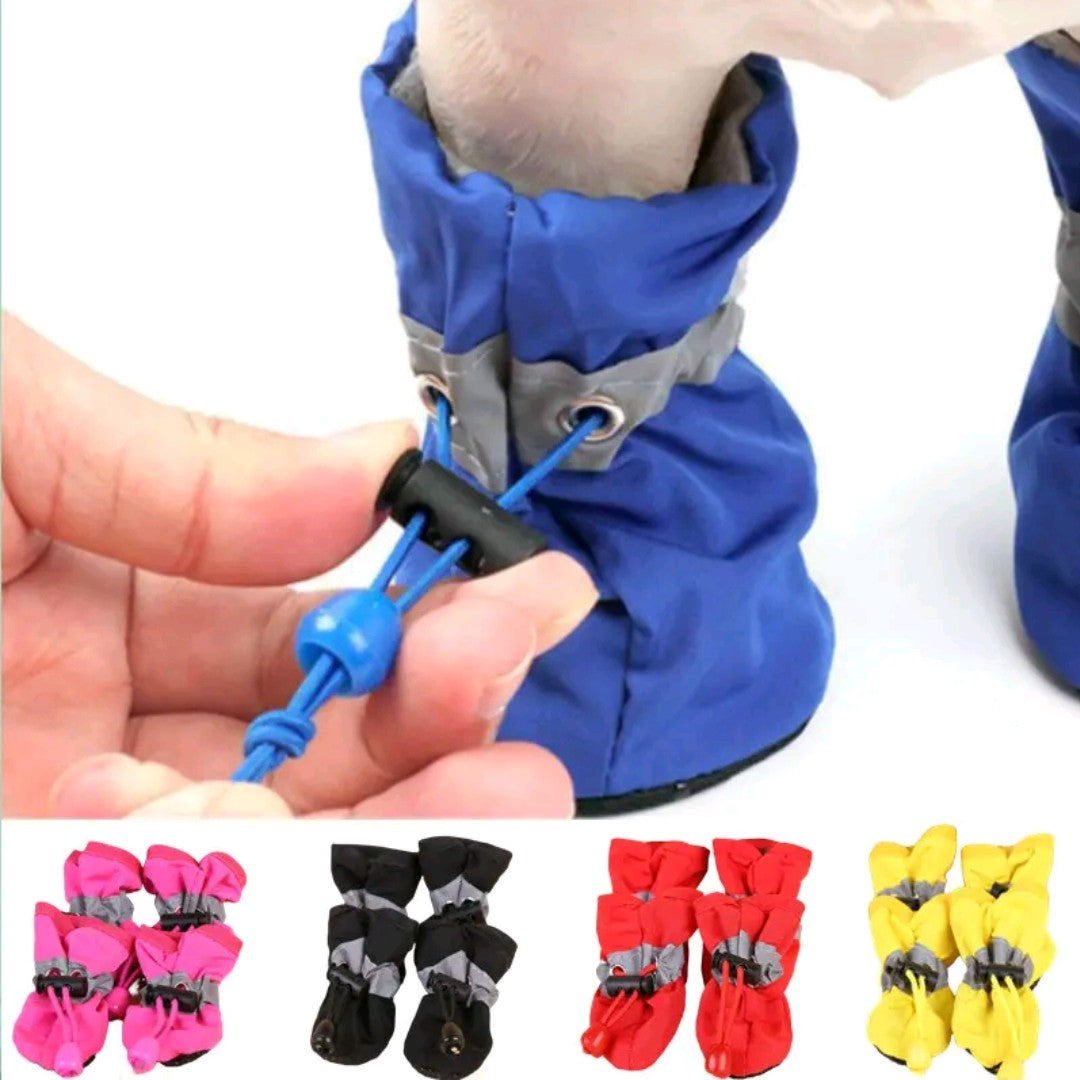 Waterproof Pet Dog Shoes – 4-Pack Anti-Slip Rain Boots for Small Dogs & Cats, Ideal for Wet Weather