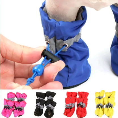 Waterproof Pet Dog Shoes – 4-Pack Anti-Slip Rain Boots for Small Dogs & Cats, Ideal for Wet Weather