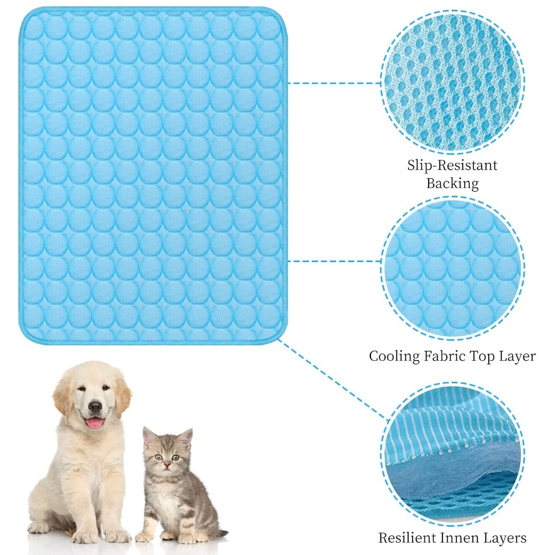 Pet Cooling Mat – Summer Cool Pad Blanket for Dogs & Cats, Breathable & Soft Pet Bed