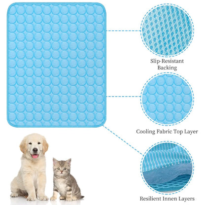 Pet Cooling Mat – Summer Cool Pad Blanket for Dogs & Cats, Breathable & Soft Pet Bed