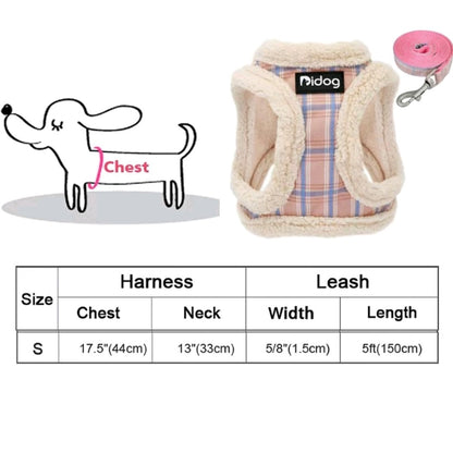 Striped Adjustable Dog Harness & Leash Set – Soft Plush Chest Strap for Dogs & Cats, Cozy Outdoor Pet Harness, Christmas Gift