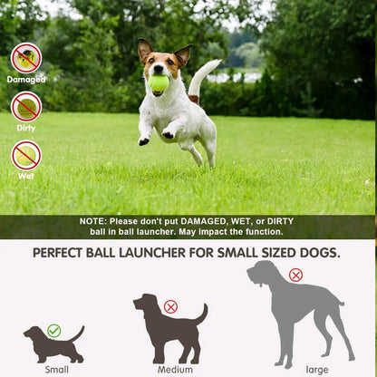 Automatic Dog Ball Launcher – Interactive Pet Toy with 3 Launch Distances, Includes 3 Mini 2” Tennis Balls for Small & Medium Dogs, Indoor & Outdoor Play