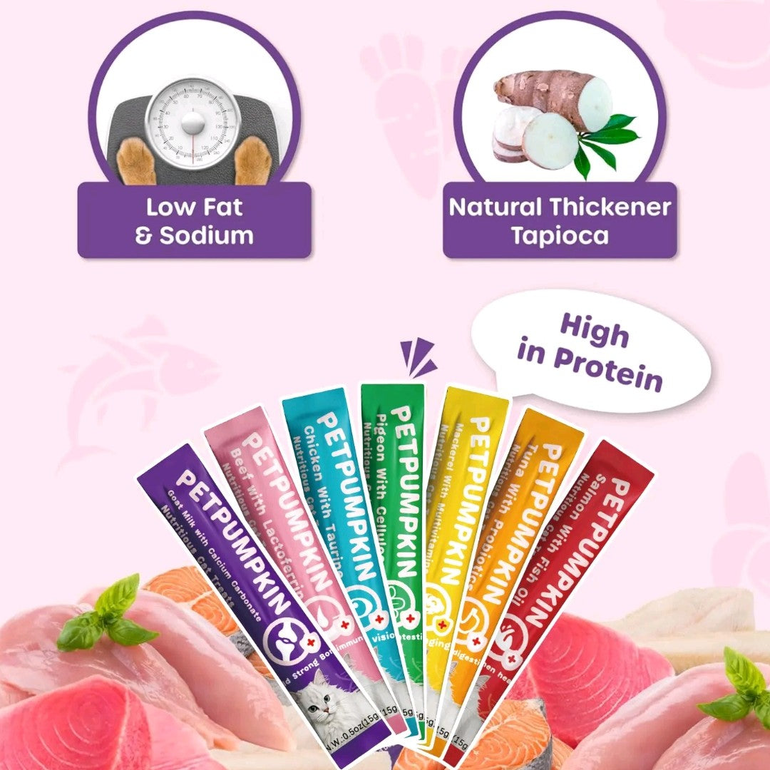 Nutritious Premium Lickable Cat Treats – Grain-Free Creamy Squeeze Snacks & Food Toppers, Variety Box
