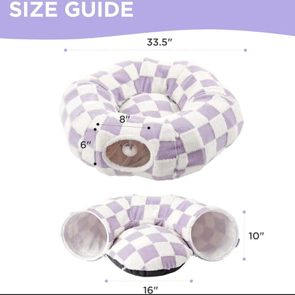 Lesure Donut Cat Tunnel Bed – Cozy Play Tunnel with Washable Cushion for Cats, Kittens & Small Pets