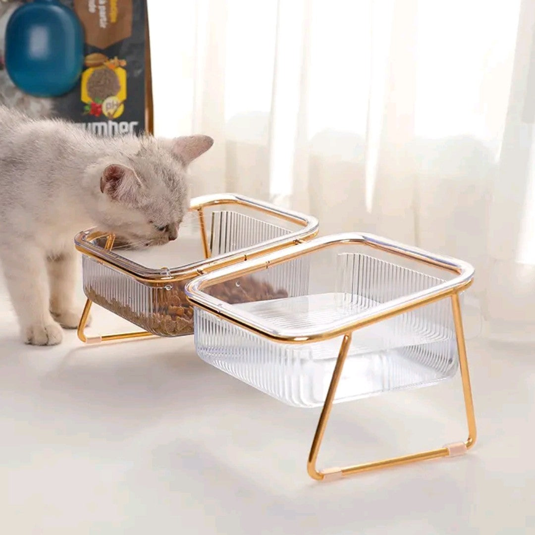 2-in-1 Cat Feeding Bowl & Water Dispenser – No-Spill Pet Food Bowl for Cats & Small Dogs