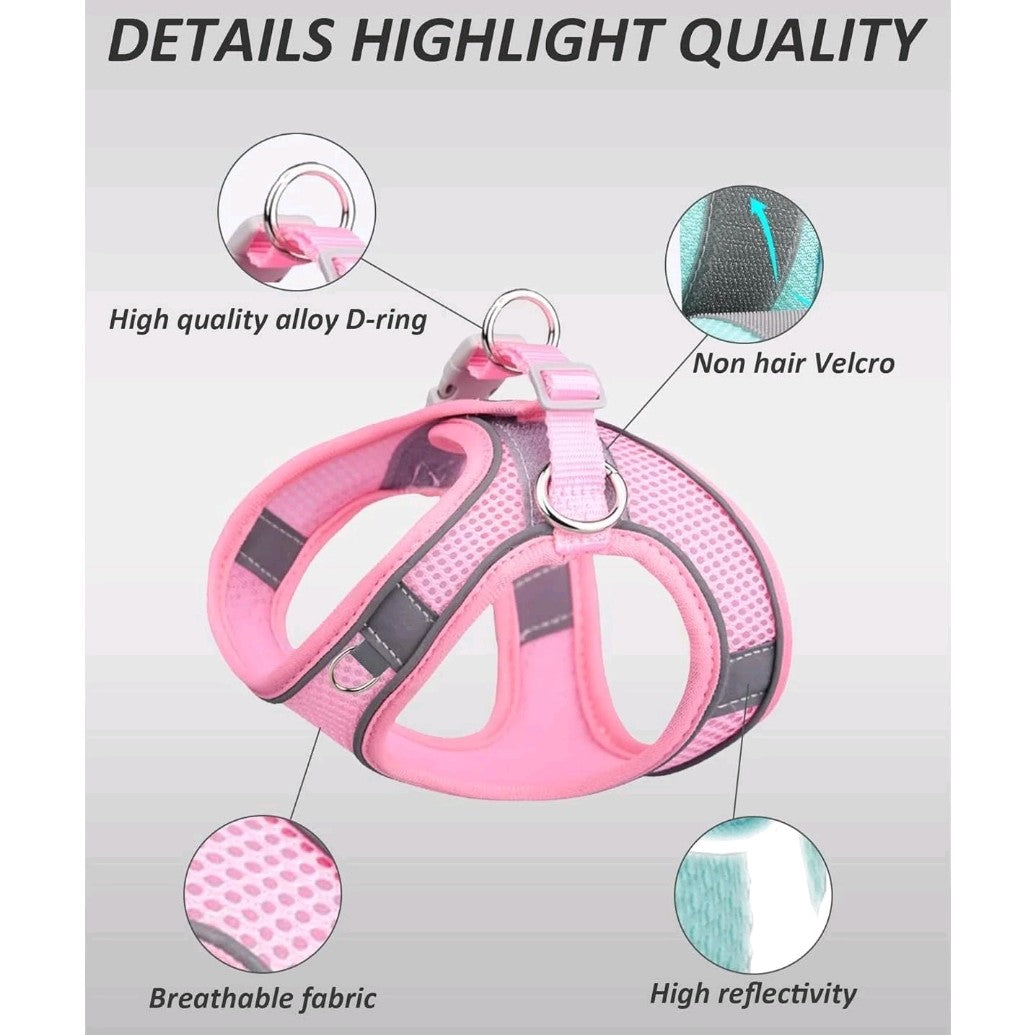 No-Pull Dog/Cat Harness & Leash Set – Step-In Mesh Harness for Small & Medium Dogs/Cat , Easy Control Puppy Vest