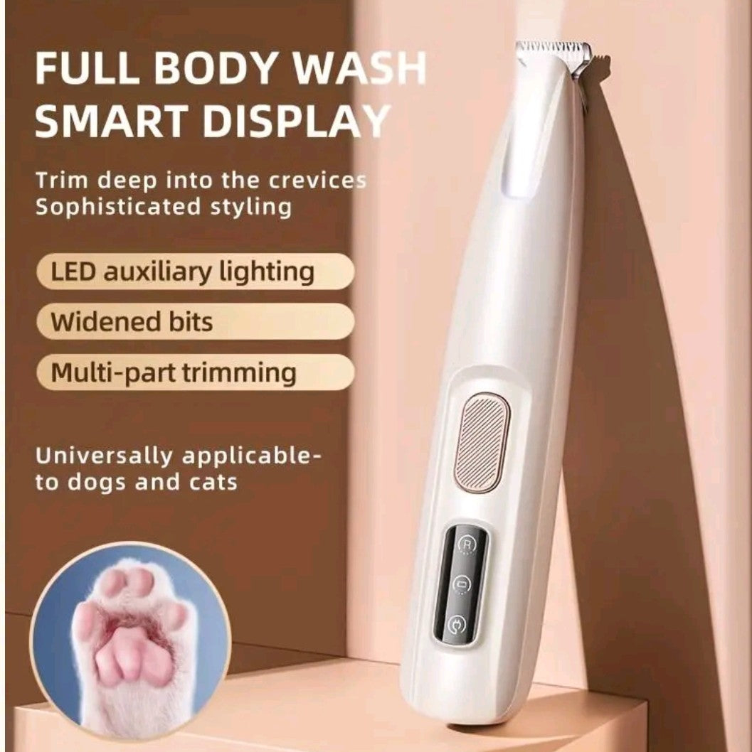 Rechargeable Pet Hair Trimmer Kit – Quiet Cordless Clippers with LED Light, Waterproof Paw Groomer for Dogs & Cats