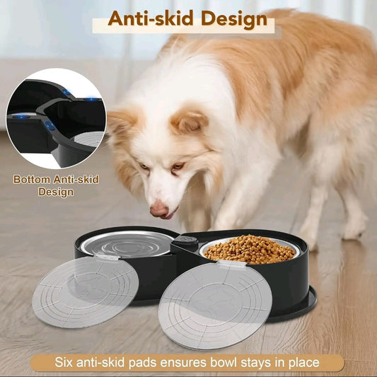 【outdoorfun】Stainless Steel Dog Bowl Set with Lids – 304 Metal Dual Food & Water Bowls, Foldable Feeder with Covers, Anti-Skid Design for All Pet Sizes