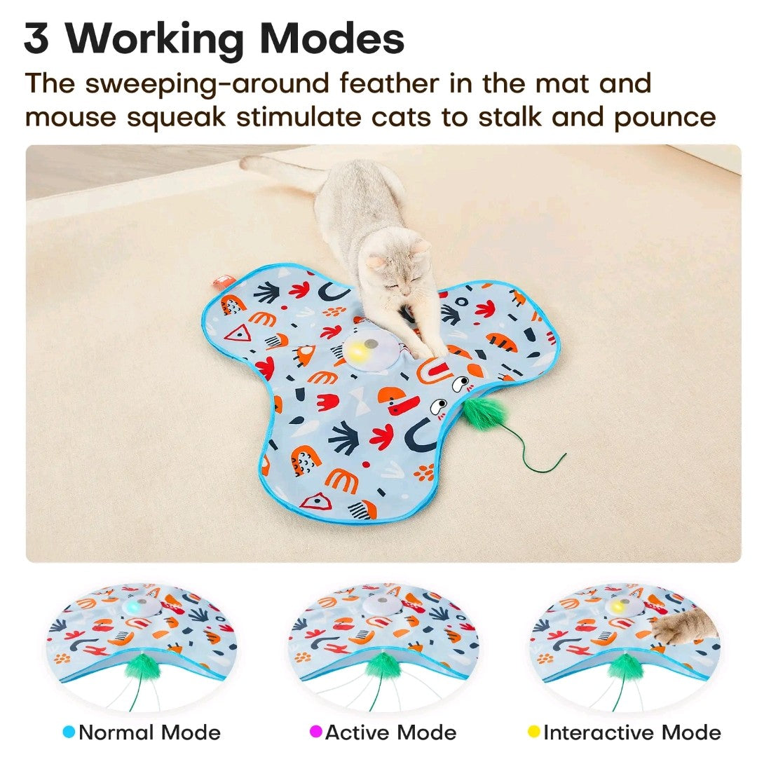 Potaroma Hide and Seek Cat Toy – Interactive Feather Wand Under Floral Cover, USB Rechargeable Automatic Toy for Indoor Kittens & Cats of All Breeds