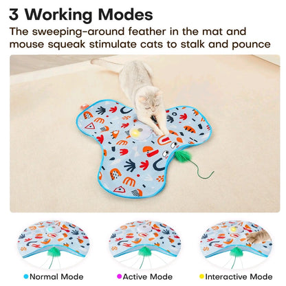 Potaroma Hide and Seek Cat Toy – Interactive Feather Wand Under Floral Cover, USB Rechargeable Automatic Toy for Indoor Kittens & Cats of All Breeds