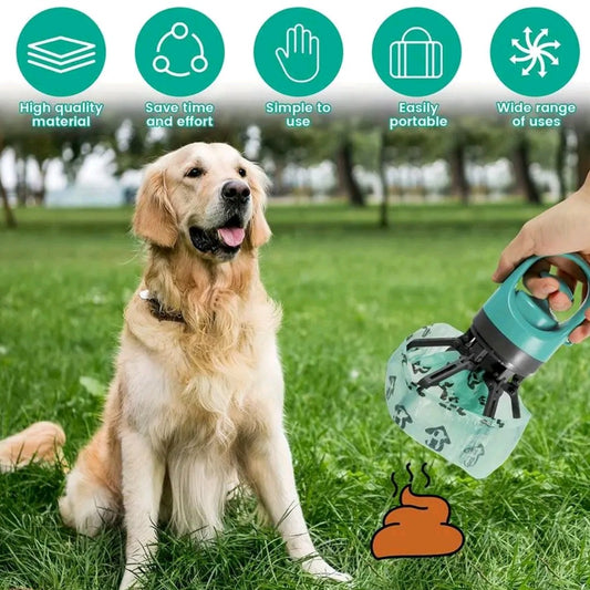 Portable Pet Poop Scooper with Waste Bag – 6-Claw Poop Shovel Clip for Easy Pet Waste Cleanup