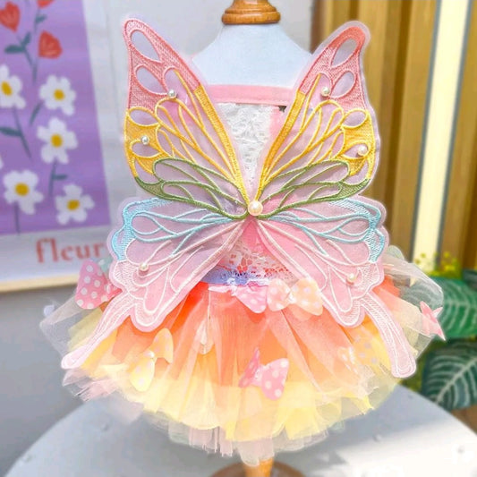 Butterfly Design Pet Dress – Cute & Fashionable Dog and Cat Outfit, Lightweight Pet Costume for Daily Wear