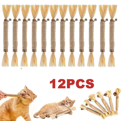 EVERBETTERUS Silvervine Catnip Chew Toys – 12PCS Dental Sticks for Indoor Cats & Kittens – Interactive Teething Toys for Aggressive Chewers