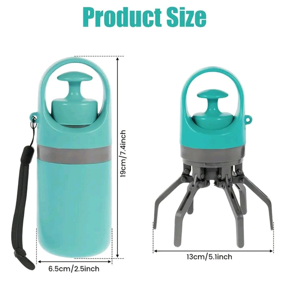 Portable Pet Poop Scooper with Waste Bag – 6-Claw Poop Shovel Clip for Easy Pet Waste Cleanup
