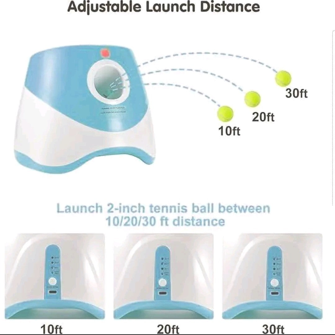 Automatic Dog Ball Launcher – Interactive Pet Toy with 3 Launch Distances, Includes 3 Mini 2” Tennis Balls for Small & Medium Dogs, Indoor & Outdoor Play