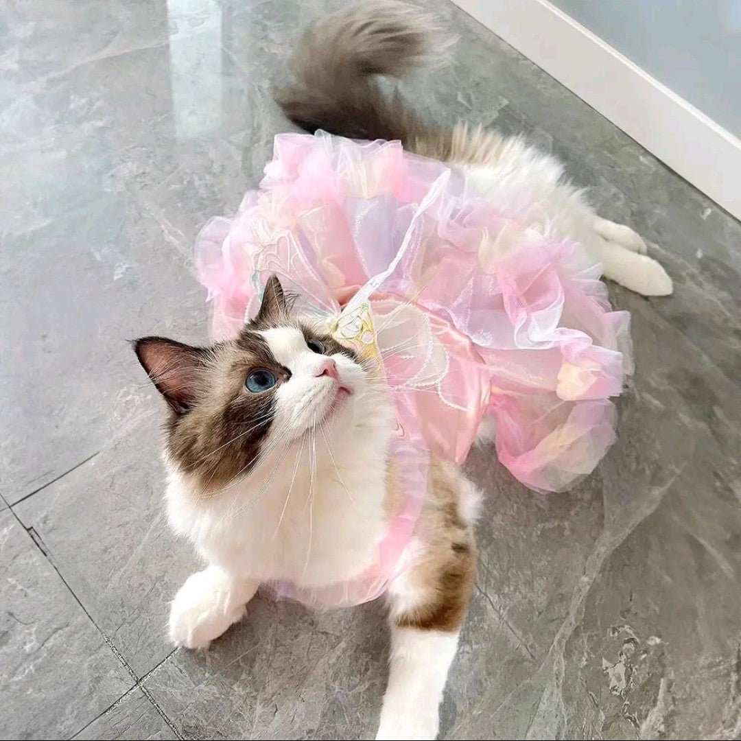Butterfly Design Pet Dress – Cute & Fashionable Dog and Cat Outfit, Lightweight Pet Costume for Daily Wear