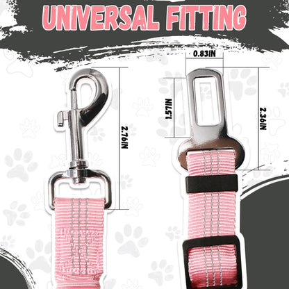 Adjustable Pet Car Seat Belt – Reflective Dog & Cat Leash with Elastic Bungee Buffer for Safe Travel